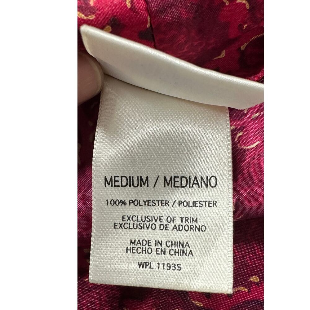 Sophia by Delicates Medium Raspberry Pink Floral Robe Polyester Pockets - Picture 3 of 11